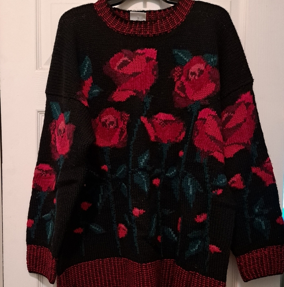 Laura Ashley Floral Knit Sweater with Red Roses - Picture 5 of 5